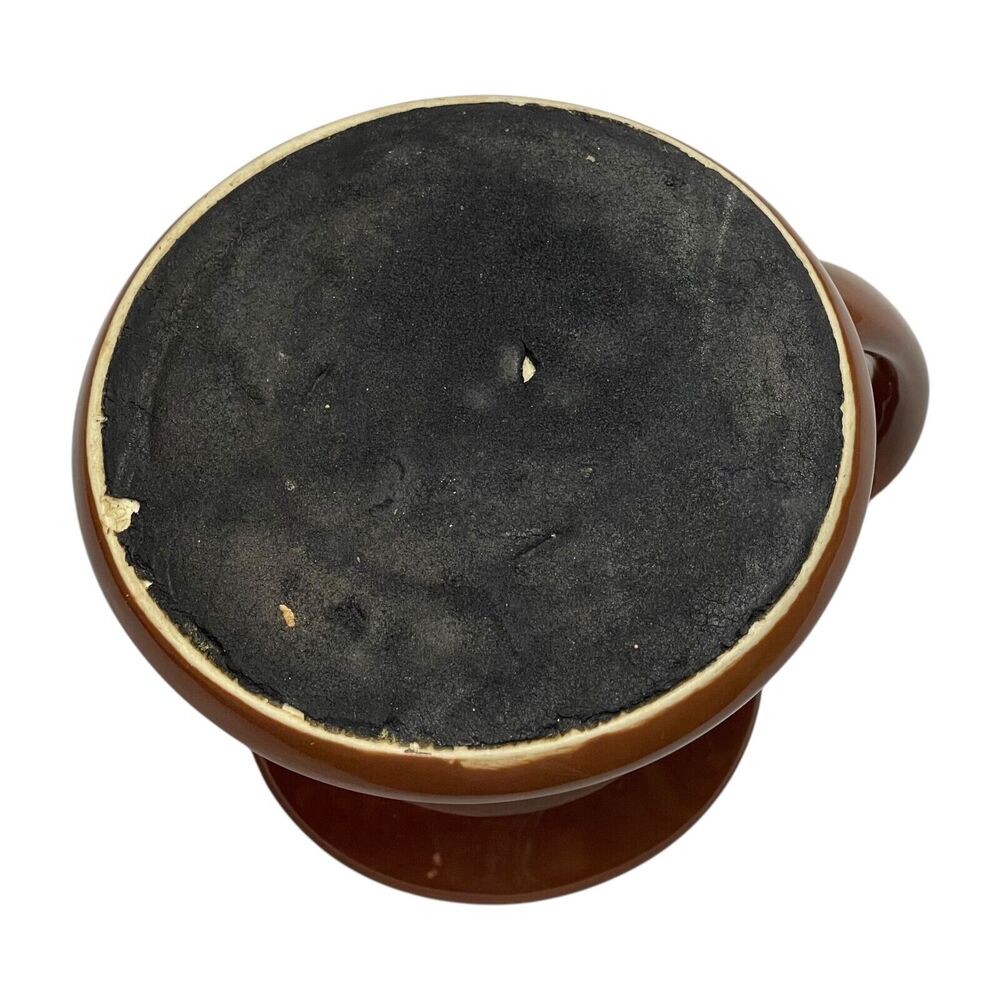 Brown Handmade Ceramic Pottery Handle Round Hot or Cold Coffee/Tea Cup 4" Tall - Picture 6 of 7